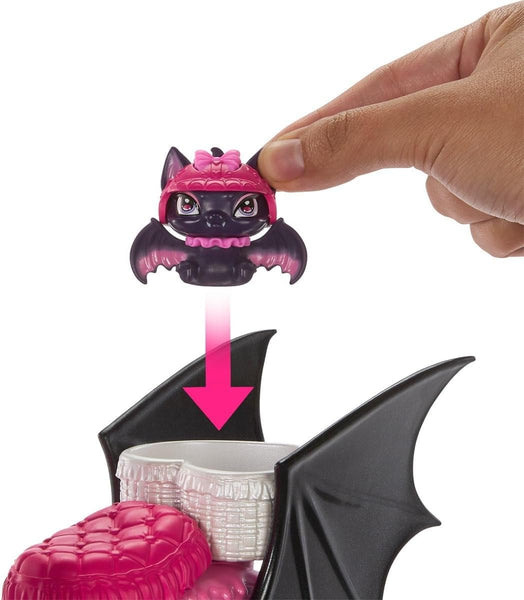 Monster High Draculaura Vamptastic Scooter Doll & Vehicle Playset - 10.5" Fashion Doll with Matching Helmets, Rolling Scooter with Kickstand & Basket, Includes Count Fabulous Pet Bat, Ages 4+