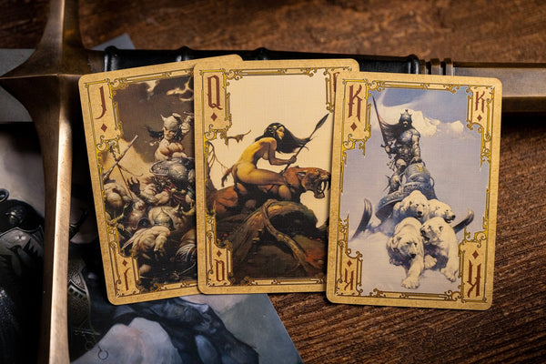 Kings Wild Project Frazetta Paintings Luxury Playing Cards - Standard Edition, Frank Frazetta Art Deck, Collectible, Poker Size, Custom Index & Gold Foil Finish
