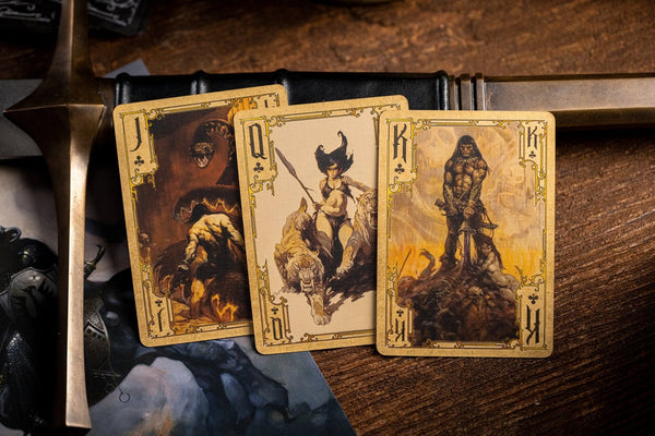Kings Wild Project Frazetta Paintings Luxury Playing Cards - Standard Edition, Frank Frazetta Art Deck, Collectible, Poker Size, Custom Index & Gold Foil Finish