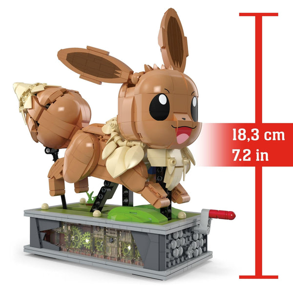 Mega Pokémon Action Figure Building Set, Motion Eevee with 1366 Pieces, Turn Crank for Running Movement, Build & Display Toy for Collectors