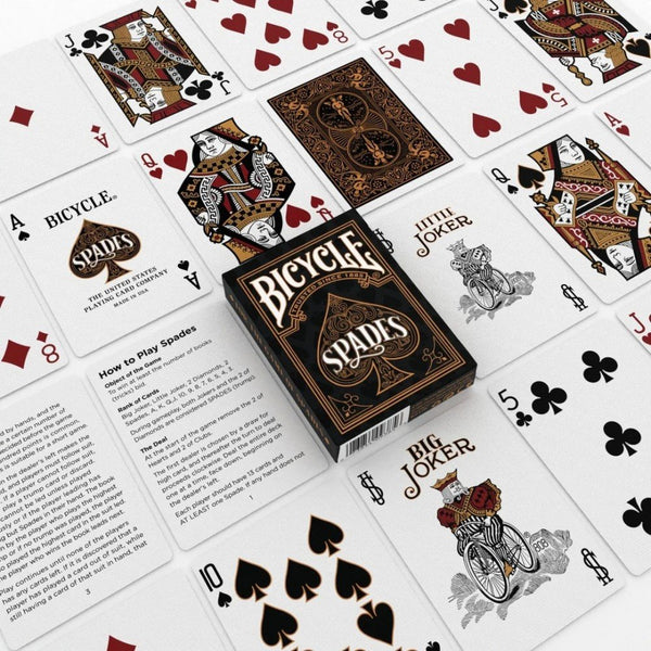Bicycle Spades Playing Cards - Gold‑Trimmed Trump Suits, Air‑Cushion Finish, Includes Rules - High‑Quality Spades Card Game Deck