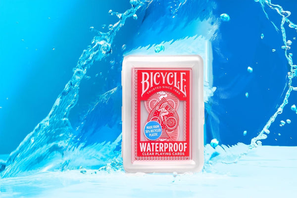 Bicycle Waterproof Clear Playing Cards - 6-Pack of Red Rider Back Plastic Decks, 30% Recycled Material, Rinseable, Perfect for Pool, Beach, Camping & Party Games