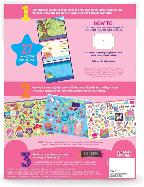 Craft-tastic — Enchanted Sticker Playhouse – Wall-Sized Sticker Fun – Repositionable Stickers — for Ages 3+