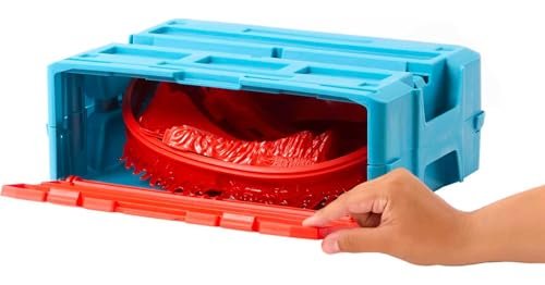 Hot Wheels Toy Car Track Set, Track Builder Playset Flame Stunt Pack with 16 Component Parts & 1:64 Scale Vehicle in Modular Storage Container