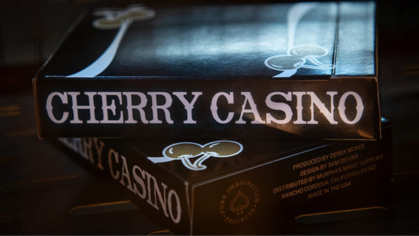 Cherry Casino (Monte Carlo Black and Gold) Playing Cards - Vintage Las Vegas Casino Style Deck by Pure Imagination Projects, Black Stock with Gold Foil & Cherry Logo, Poker Size Standard Index