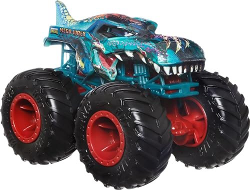 Hot Wheels Monster Trucks Fang Frenzy 4-Pack - Set of 4 Toy Vehicles, Giant Wheels, Favorite Characters, Ages 3+