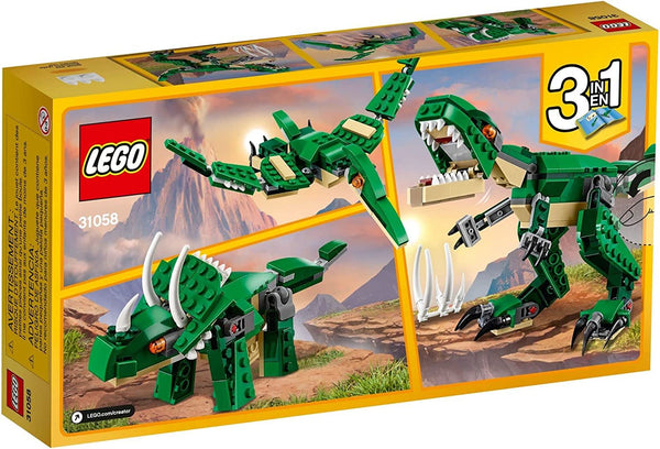 LEGO Creator 3 in 1 Mighty Dinosaur Toy, Transforms from T. rex to Triceratops to Pterodactyl Dinosaur Figures, Great Gift for 7-12 Year Old Boys & Girls, 31058