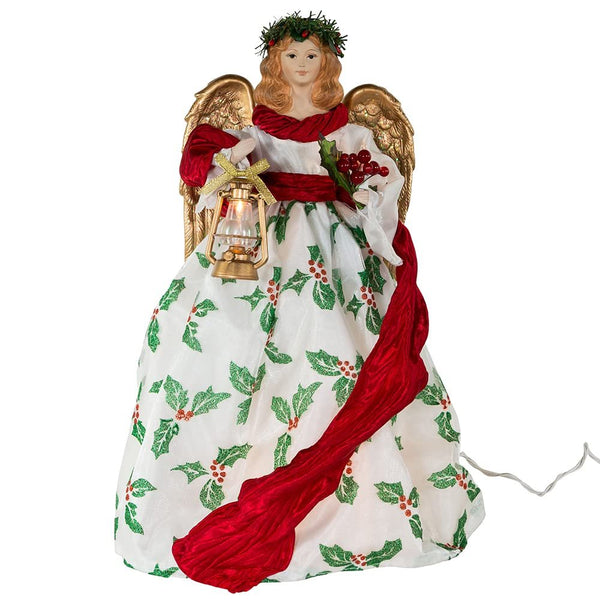 Kurt S. Adler 16" UL 10-Light Holiday Formal Angel Tree Topper, Festive Christmas Decoration