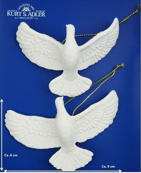 Kurt Adler 4.5" Resin Friendship Dove Ornament Set of 2