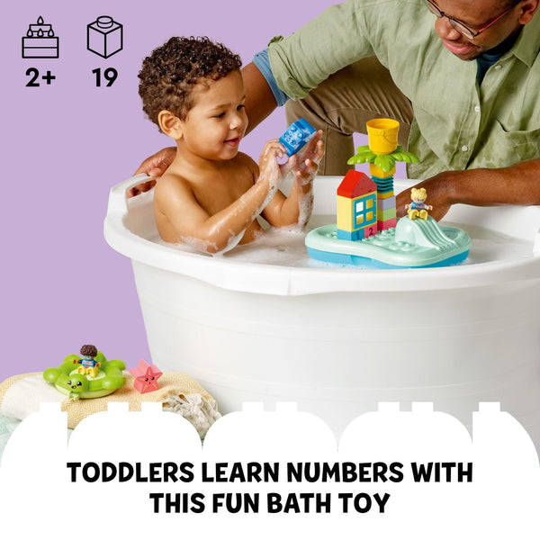 LEGO DUPLO Town Water Park 10989 Educational Building Bath Toy Set for Toddlers Ages 2+, Features a Floating Turtle Ring and Water Bucket to Encourage Imaginative Play in The Bath
