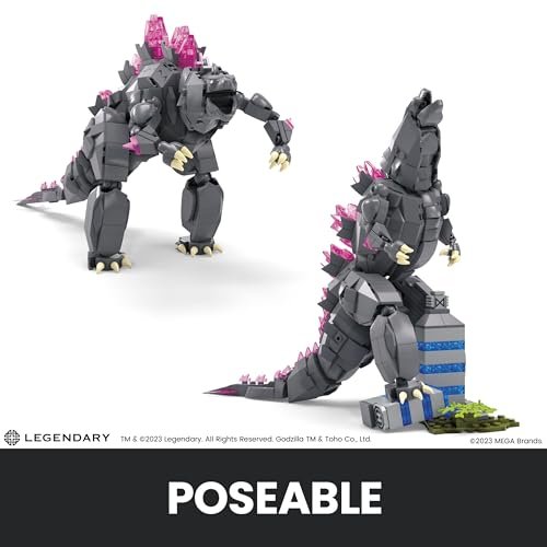 Mega Godzilla x Kong The New Empire Building Set Action Figure Godzilla with 543 Pieces and Accessories, 8 Inches Tall, for Adult Collectors, Ages 13+
