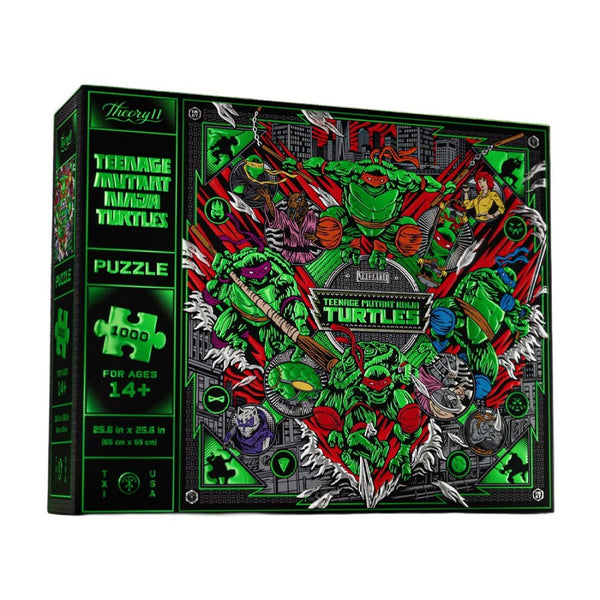 theory11 Teenage Mutant Ninja Turtles Jigsaw Puzzle - 1000 Piece TMNT Puzzle for Adults & Fans, Leonardo, Michelangelo, Donatello & Raphael Collectible Artwork, Ages 14+