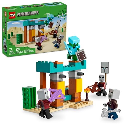LEGO Minecraft The Illager Desert Patrol Toy Figures and Playset - Building Minecraft Toy for Kids, Boys and Girls, Ages 7+ - with 4 Figures for Pretend Play - Gift Idea for Birthdays - 21267