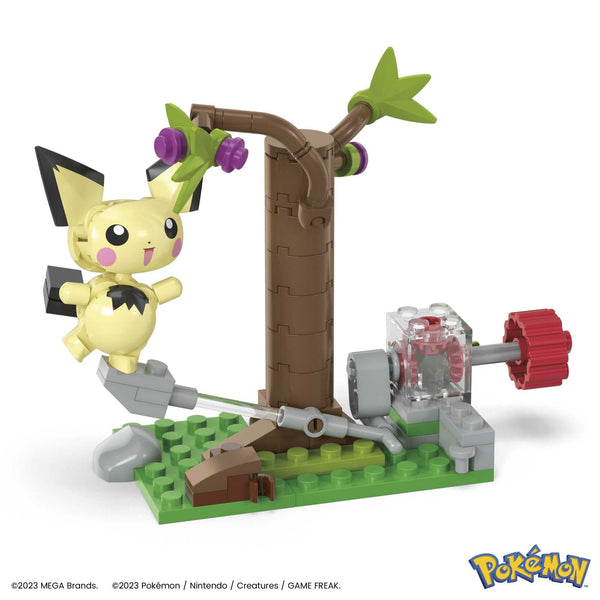 MEGA Pokémon Action Figure Building Toys Set, Pichu's Forest Forage with 84 Pieces, Motion and 1 Poseable and Buildable Character