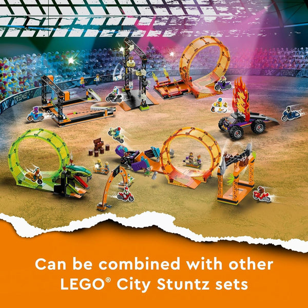 LEGO City Stuntz The Shark Attack Stunt Challenge Adventure Series Toy with Flywheel Powered Stunt Bike & Racer Minifigure, Toys for Kids Years Old and Up, 60342