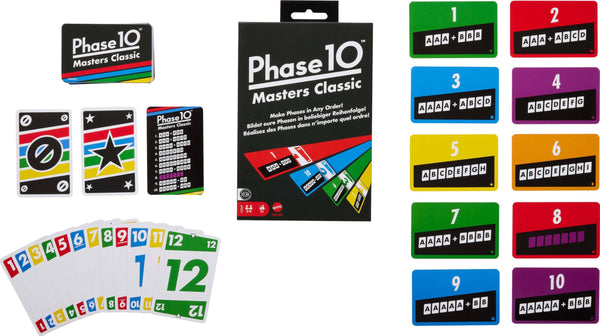 Mattel Games Phase 10 Masters Classic Card Game Including 60 Phase Target Cards That Can Be Played in Any Order for 2 to 6 Players