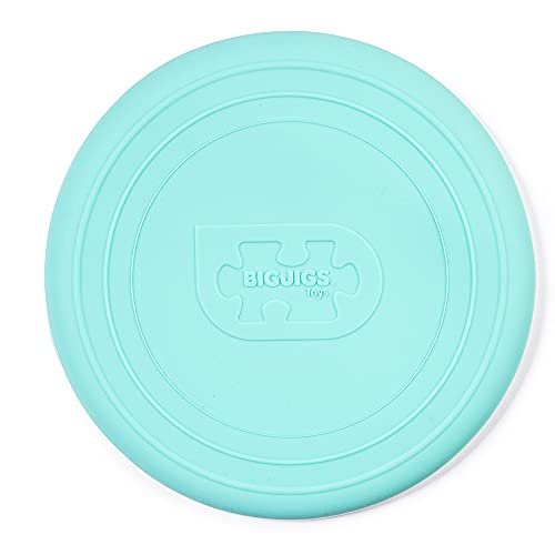Bigjigs Toys Frisbee Flying Disc (Eggshell Green) - Silicone Frisbee for Kids, Quality Flying Saucers, Beach Toys & Garden Toys, Holiday Toys for Toddlers