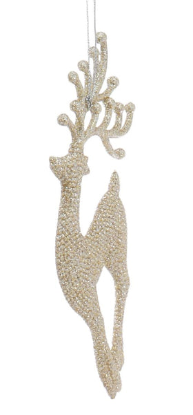 Kurt S. Adler 7” Champagne Gold Diamond Reindeer Acrylic Ornaments Pair (W20259) | Set of 2 Elegant Glittered Acrylic Reindeer Christmas Tree Ornaments