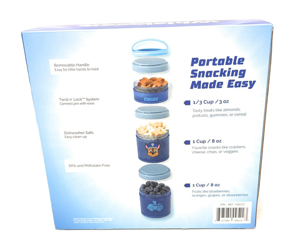 Whiskware Stackable Snack Containers for Kids & Toddlers – 3-Part Portable Snack Stacks with Nickelodeon Paw Patrol Design - School & Travel Friendly, BPA-Free Kid Lunch Organizer