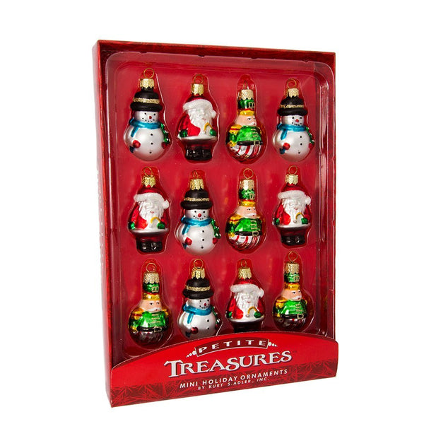 Kurt Adler 12 Piece Petite Treasures Glass Ornament Set for Christmas