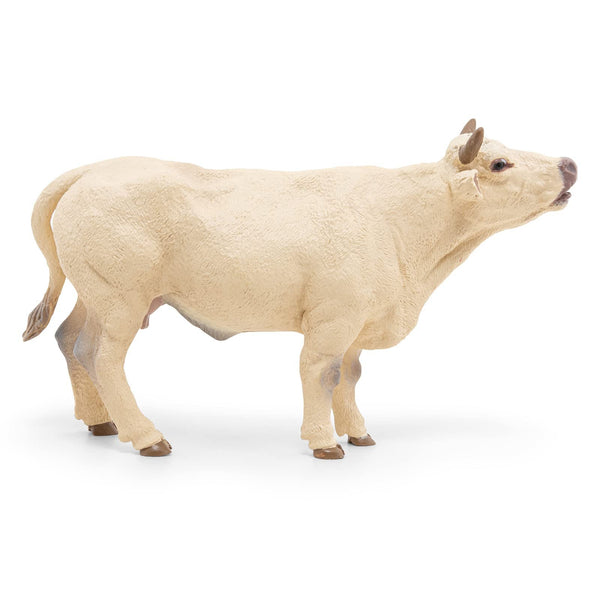 Papo Charolais Cow Mooing Figure (51158) - Realistic Hand-Painted Farm Animal Toy - Collectible Educational Farmyard Figurine for Kids Ages 3+