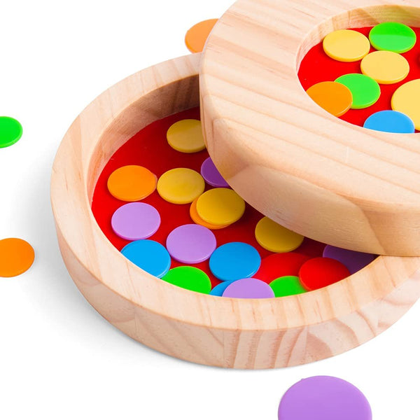 Bigjigs Toys Tiddly Winks Game, Wooden Toys, Board Games, Travel Games for Kids, Pocket Money Toys, Ages 3+