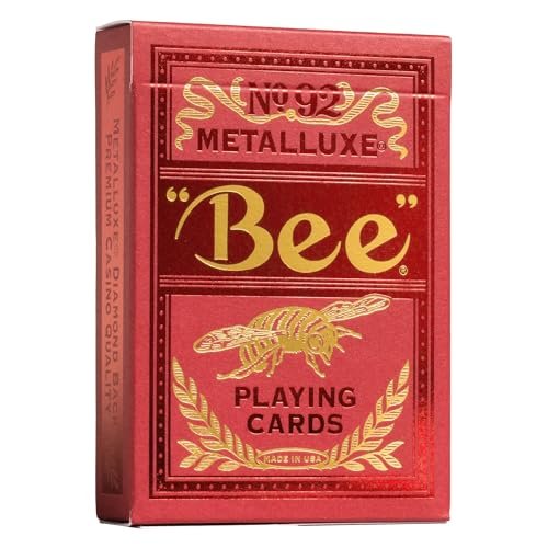 Bee Metalluxe Premium Playing Cards Variety Pack - Blue and Red Foil Diamond Back Set of 2 Decks, Poker Size Standard Index