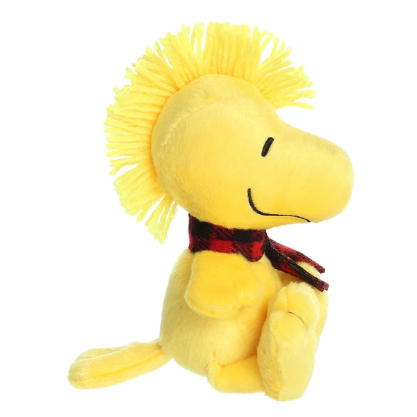 Aurora® Festive Peanuts® Winter Plaid Woodstock Stuffed Animal - Classic Characters - Lasting Memories - Yellow 6 Inches