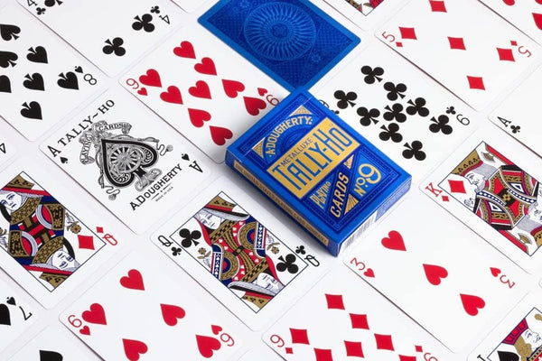 Tally-Ho Metalluxe Premium Playing Cards Variety Pack - Blue and Red Foil Circle Back Set of 2 Decks, Poker Size Standard Index