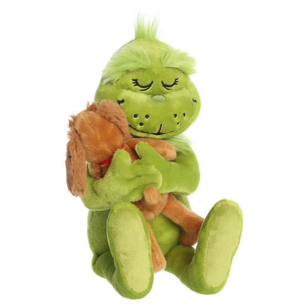 Aurora Dr. Seuss Holiday Hugs Grinch & Max 9" Plush Toy, Soft Whimsical Christmas Stuffed Animal Gift