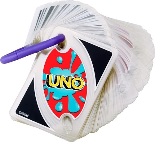 Mattel Games UNO Splash Card Game with Waterproof Plastic Clear Cards for Outdoor Camping, Travel and Family Night, 2-10 Players Ages 7+