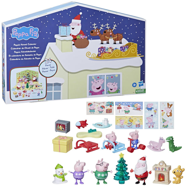 Peppa Pig Peppa's Advent Calendar, Countdown to Christmas with 24 Surprise Toys and Stickers Including 5 Peppa Pig Figures, Preschool Toys for Girls and Boys Ages 3+