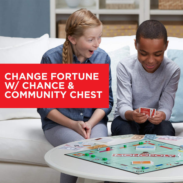 Monopoly Game, Family Board Games for 2 to 6 Players & Kids Ages 8 and Up, Includes 8 Tokens