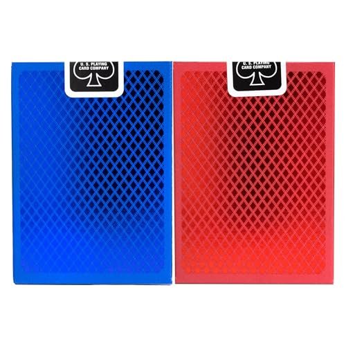 Bee Metalluxe Premium Playing Cards Variety Pack - Blue and Red Foil Diamond Back Set of 2 Decks, Poker Size Standard Index