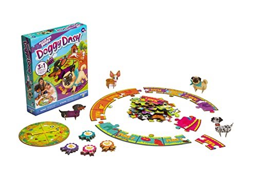 Puzzle Play Games Doggy Dash - 3-in-1 Puzzle, Board Game, Search and Find - Dog Preschool Game, 2-4 Players Ages 4+