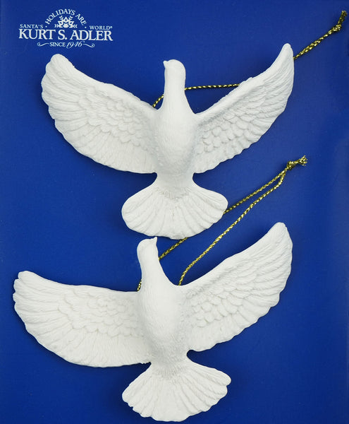 Kurt Adler 4.5" Resin Friendship Dove Ornament Set of 2