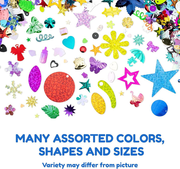 Hygloss Products Sequins and Spangles Variety Pack- Add Shimmer and Shine to Any Surface- 4 Ounce Bucket