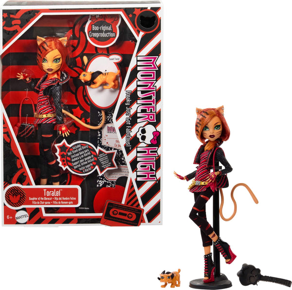 Monster High Boo-riginal Creeproduction Doll, Toralei Collectible Reproduction with Doll Stand, Diary, and Pet Saber-Tooth Tiger Sweet Fangs