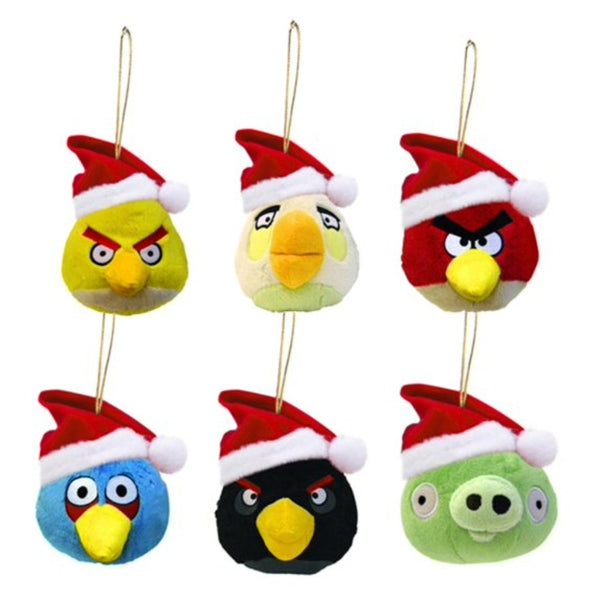 Kurt S. Adler Angry Birds Christmas Ornaments, 6-Piece Plush Assortment, 2.5" Red Bird & Characters, Holiday Tree Decorations, Officially Licensed (styles may vary)