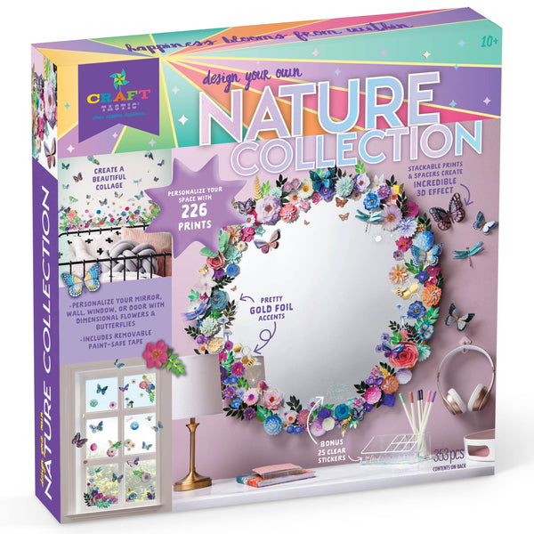 Craft-tastic - Design Your Own Nature Collection - DIY Collage Arts & Crafts Kit - Personalize Your Wall, Mirror, Window, Or Door with Dimensional Flowers, Butterflies, and More - for Ages 10+