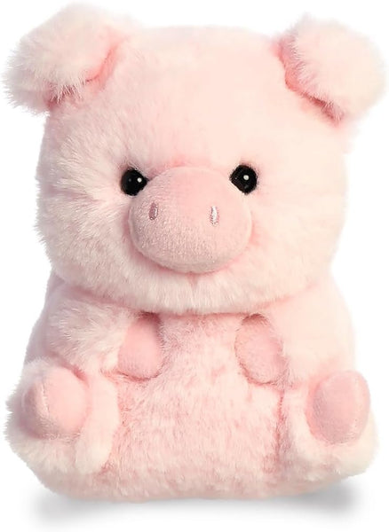 Aurora® Round Rolly Pet™ Prankster Pig™ Stuffed Animal - Adorable Companions - On-The-Go Fun - Pink 5 Inches
