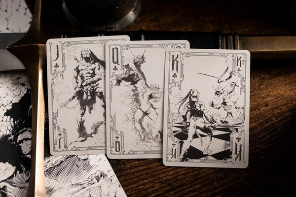 Kings Wild Project Frazetta Drawings Luxury Playing Cards - Standard Edition, Frank Frazetta Art Deck, Collectible, Poker Size, Custom Index & Silver Foil Finish
