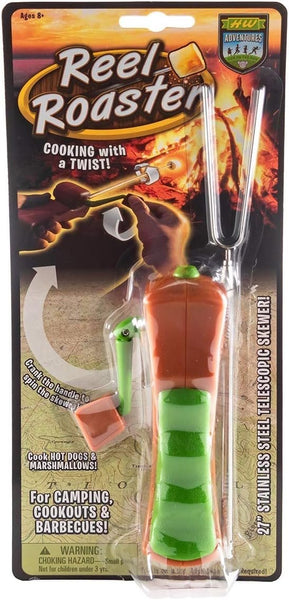 Hog Wild Reel Roaster, 27" - For Marshmallows, Hot Dogs, Camping, Barbeques, Campfires, Fire Pits, Fireplaces, Grills & More - Stainless Steel Extendable Rotating Skewer - Gift for Kids & Adults 8+