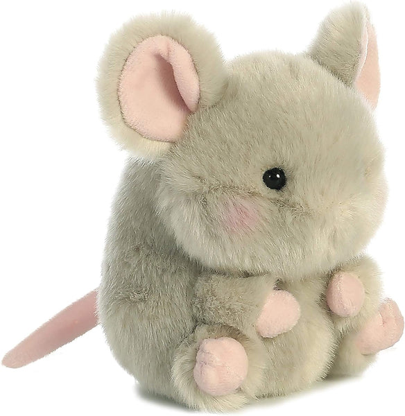 Aurora® Round Rolly Pet™ Frisk Mouse™ Stuffed Animal - Adorable Companions - On-The-Go Fun - Gray 5 Inches