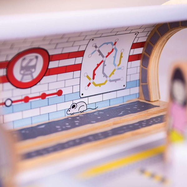 Bigjigs Rail Wooden Underground Train Station, Compatible with Other Major Train Sets & Wooden Railways