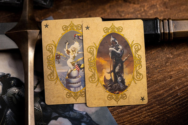 Kings Wild Project Frazetta Paintings Luxury Playing Cards - Standard Edition, Frank Frazetta Art Deck, Collectible, Poker Size, Custom Index & Gold Foil Finish