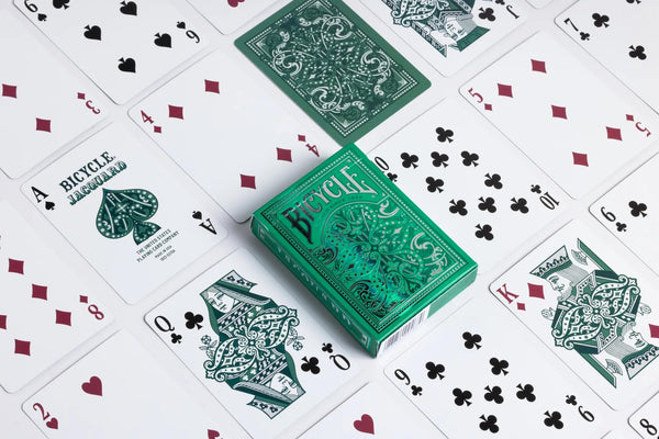 Bicycle Jacquard Premium Playing Cards, Silver and Emerald Green, Poker Size Standard Index