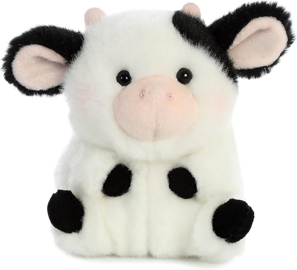 Aurora® Round Rolly Pet™ Daisy Cow™ Stuffed Animal - Adorable Companions - On-The-Go Fun - White 5 Inches