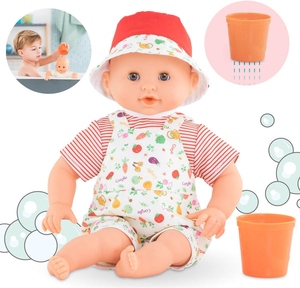 Corolle Bebe Bath Marin Baby Doll - 12" Soft-Body with Rubber Frog Toy, Safe for Water Play in Bathtub or Pool, Vanilla-Scented - for Kids sges 18 Months and up