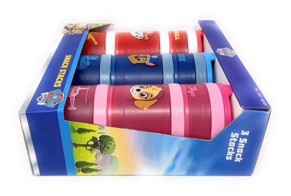 Whiskware Stackable Snack Containers for Kids & Toddlers – 3-Part Portable Snack Stacks with Nickelodeon Paw Patrol Design - School & Travel Friendly, BPA-Free Kid Lunch Organizer